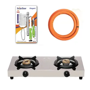 1 SF LPG STOVE 2B DOUBLE..|1 SF HOSE PIPE 1.5 MTR..|1 SF SPARK LIGHTER - ELEGANT (PACK OF 4)..vb