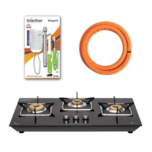 1 SF LPG STOVE 3B APOLLO SQUARE MS NA..vb|1 SF HOSE PIPE 1.5 MTR..|1 SF SPARK LIGHTER - ELEGANT (PACK OF 4)..vb