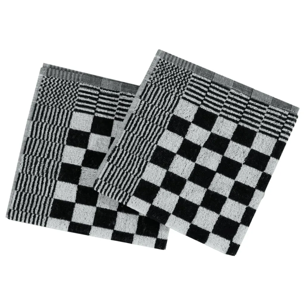 20 Piece Towel Set Black and White Cotton