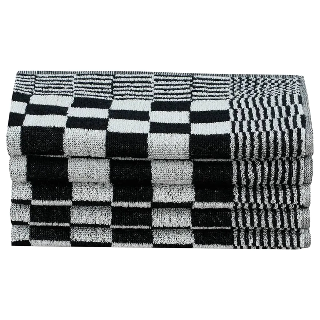 20 Piece Towel Set Black and White Cotton