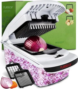 4-in-1 Vegetable Chopper Slicer, Spiralizer, and Container