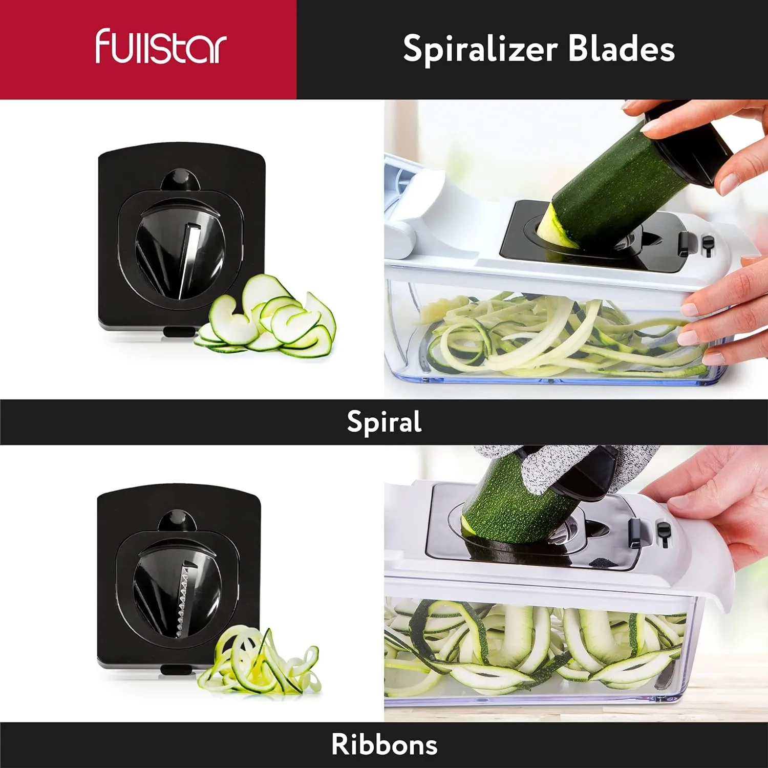 4-in-1 Vegetable Chopper Slicer, Spiralizer, and Container