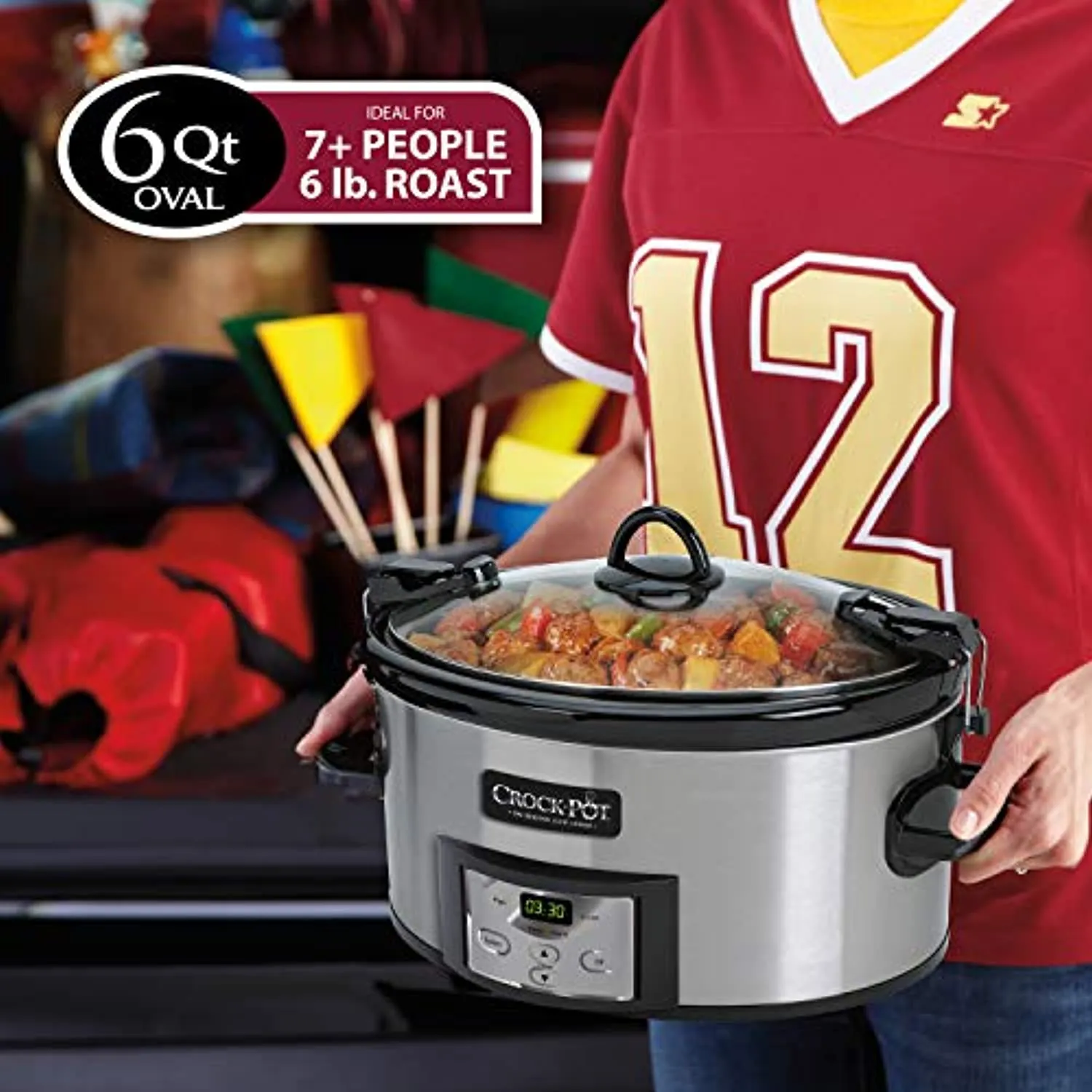 6-Quart Cook & Carry Programmable Slow Cooker with Digital Timer, Stainless Steel