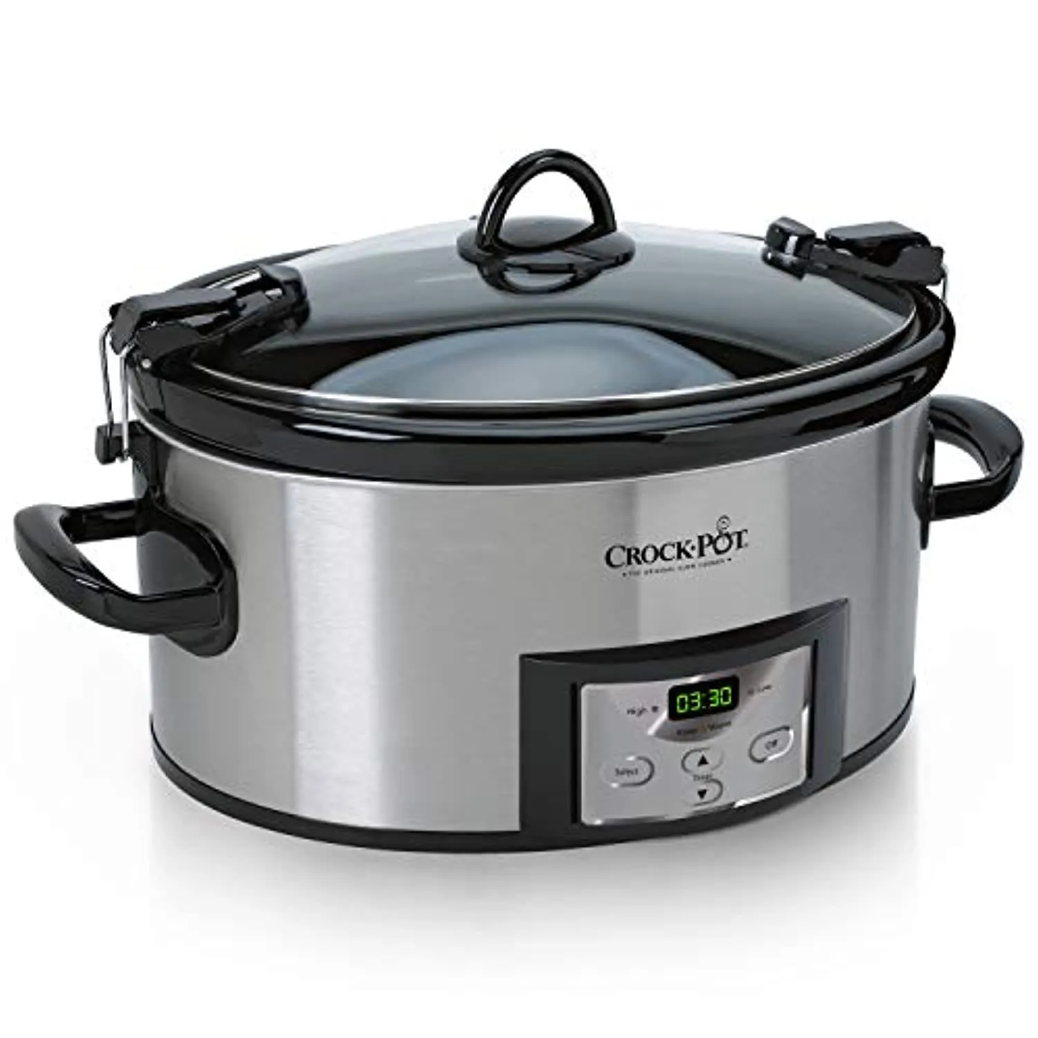 6-Quart Cook & Carry Programmable Slow Cooker with Digital Timer, Stainless Steel