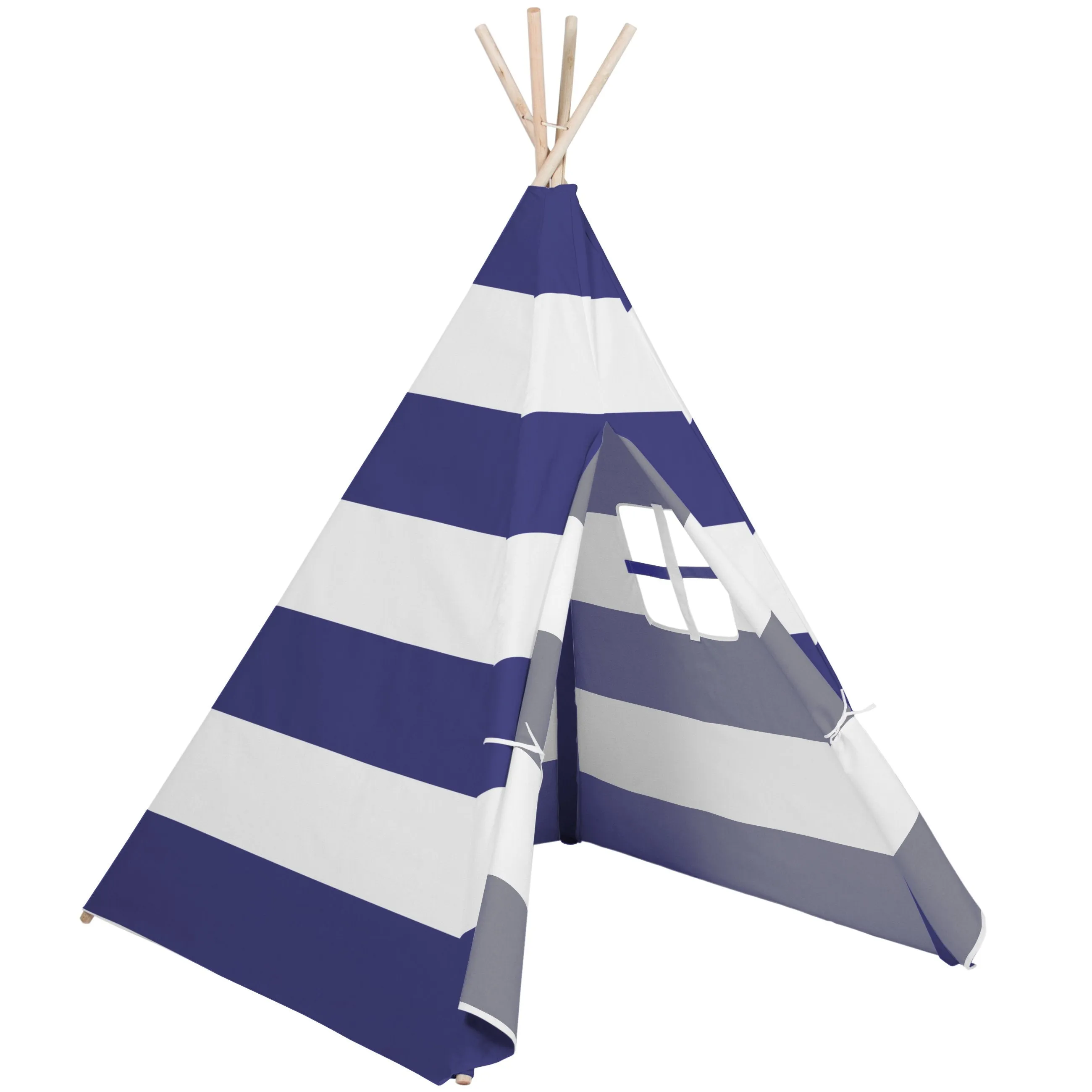 6ft Kids Pretend Cotton Teepee Play Tent w/ Mesh Window, Carrying Case