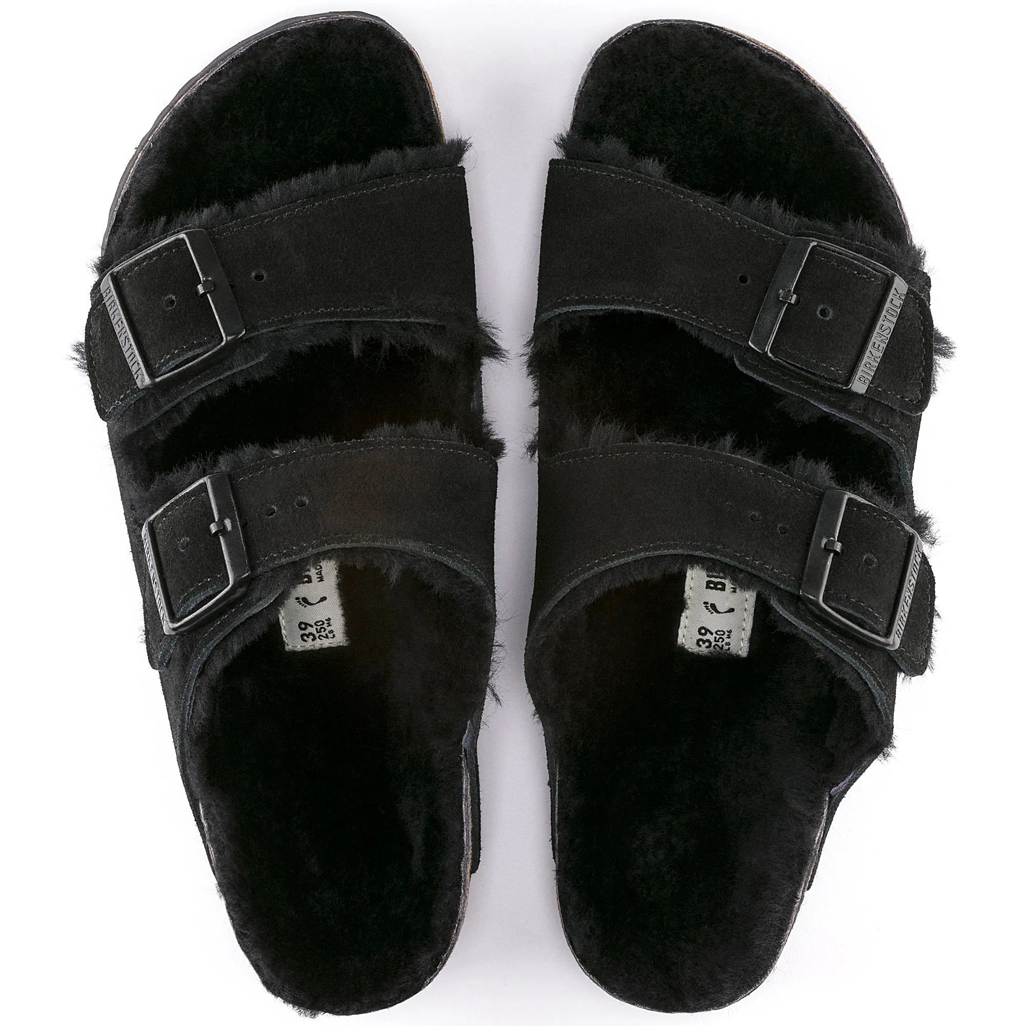 Birkenstock Arizona Shearling Suede Leather Color:  Black Suede (MEDIUM/NARROW WIDTH)