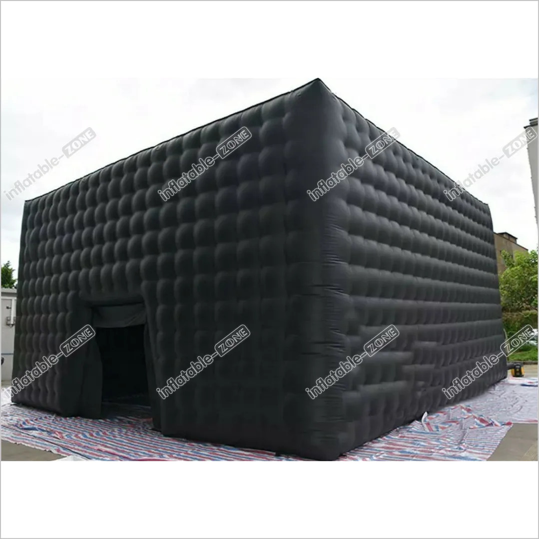 Black Large Inflatable Cube Tent Party Disco Booth Nightclub Outdoor