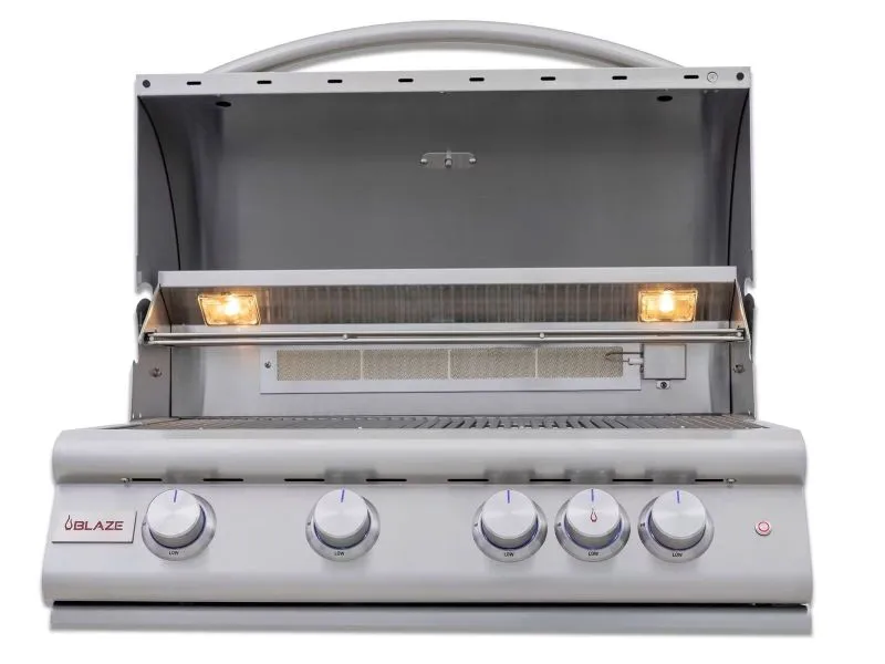 Blaze Premium LTE Marine Grade 32-Inch 4-Burner Built-In Gas Grill With Rear Infrared Burner & Lift-Assist Hood