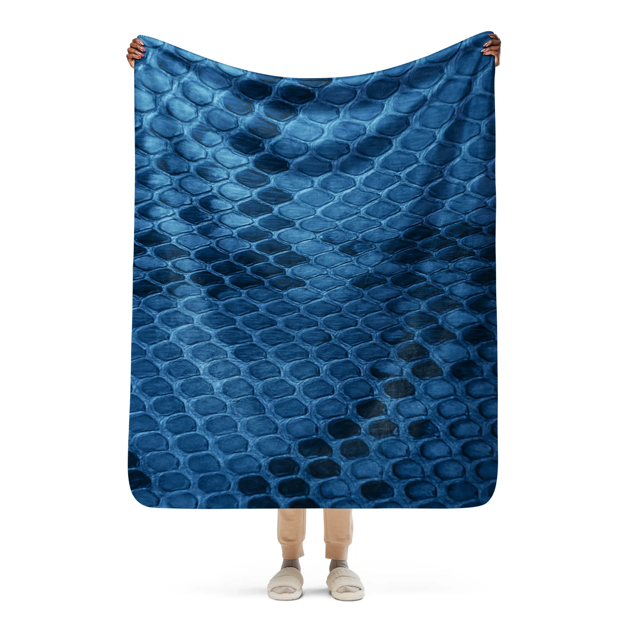 Blue Snake Skin Sherpa blanket lioness-love