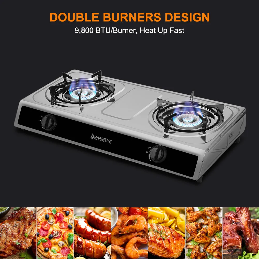 Camplux Propane Stove w/ 2 Burners - 19,800 BTU