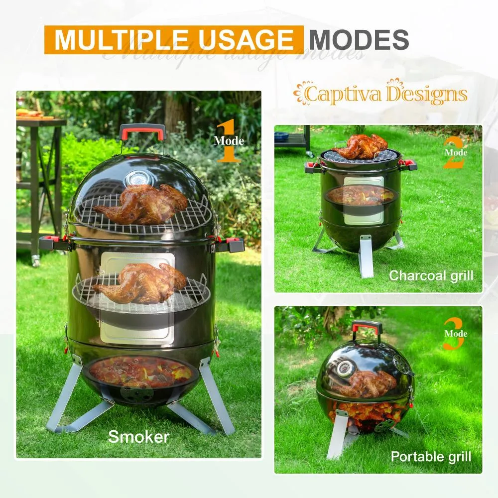 Captiva Designs Portable Enamel Vertical Patio Smoker