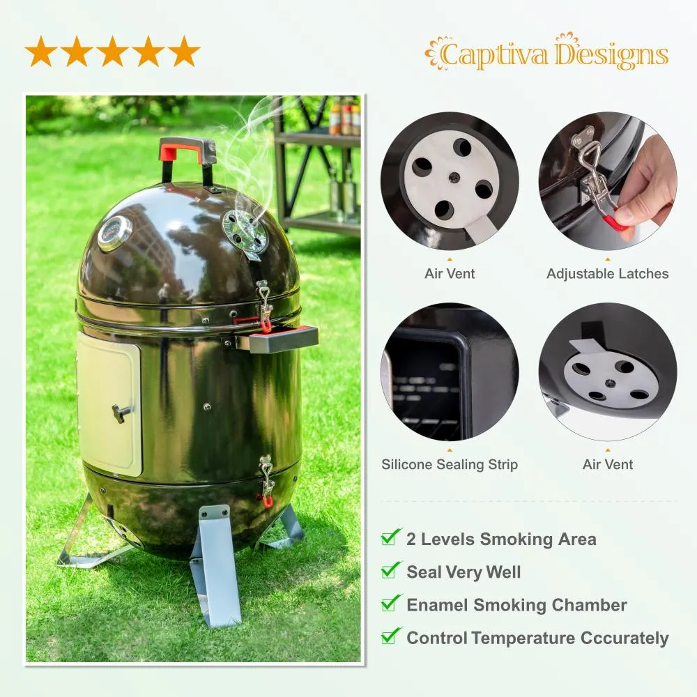 Captiva Designs Portable Enamel Vertical Patio Smoker