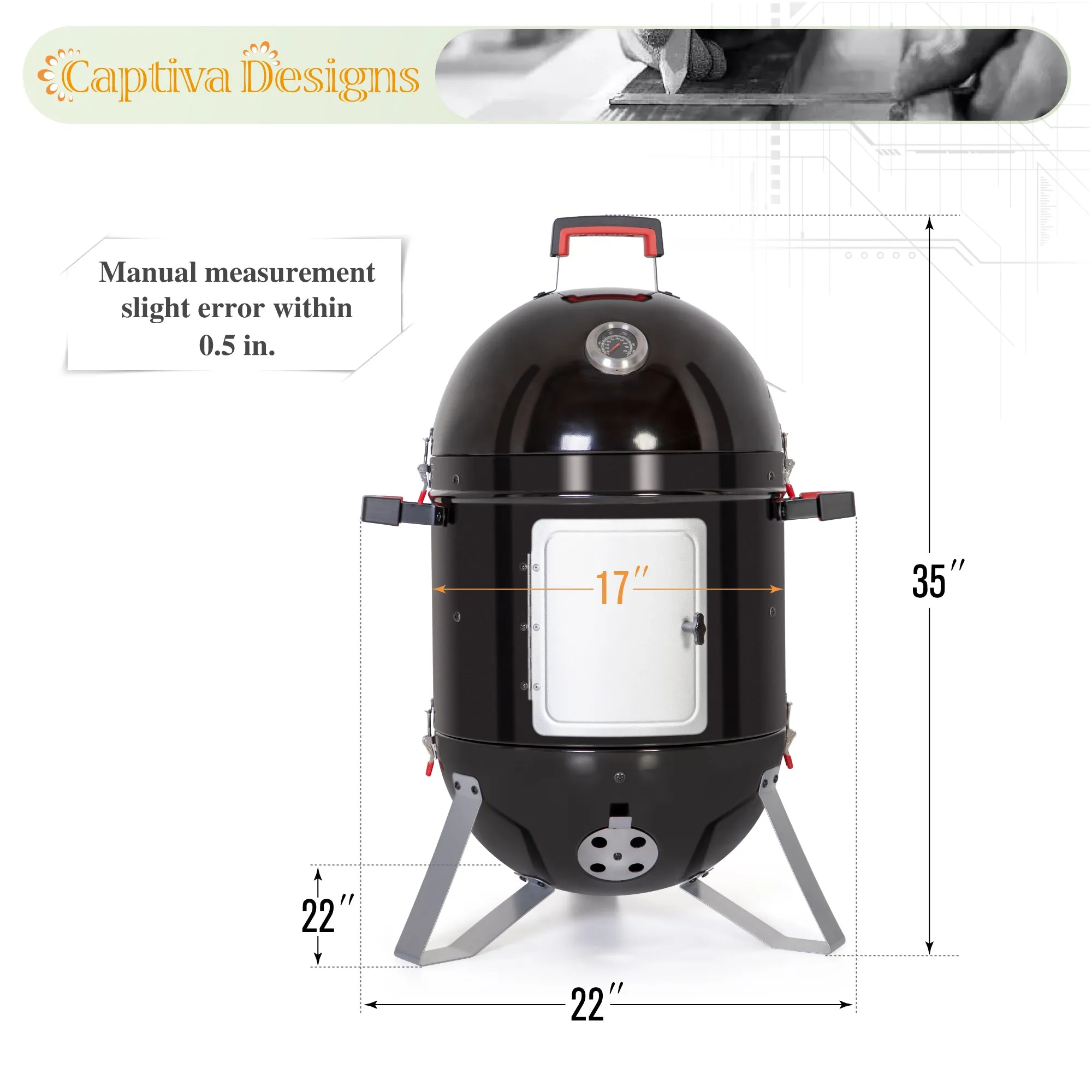 Captiva Designs Portable Enamel Vertical Patio Smoker