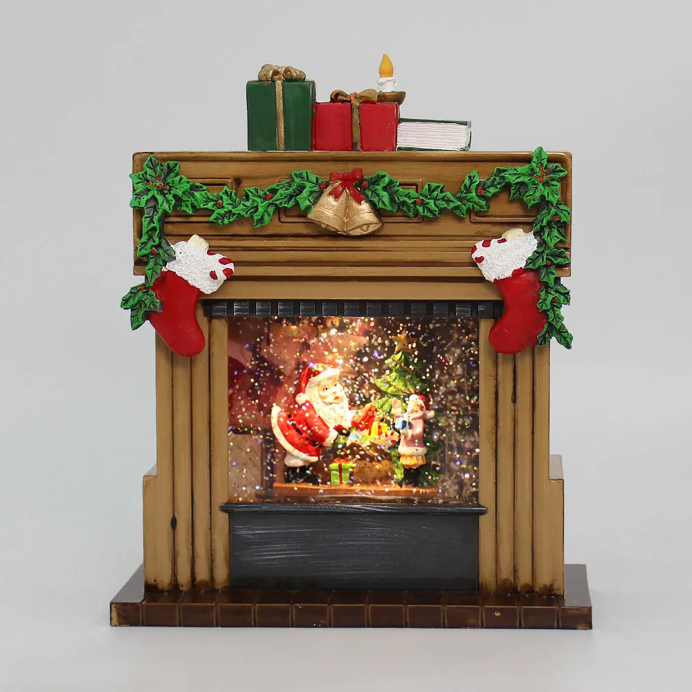 Christmas Musical Water Lantern Fireplace with Swirling Confetti LED Lights