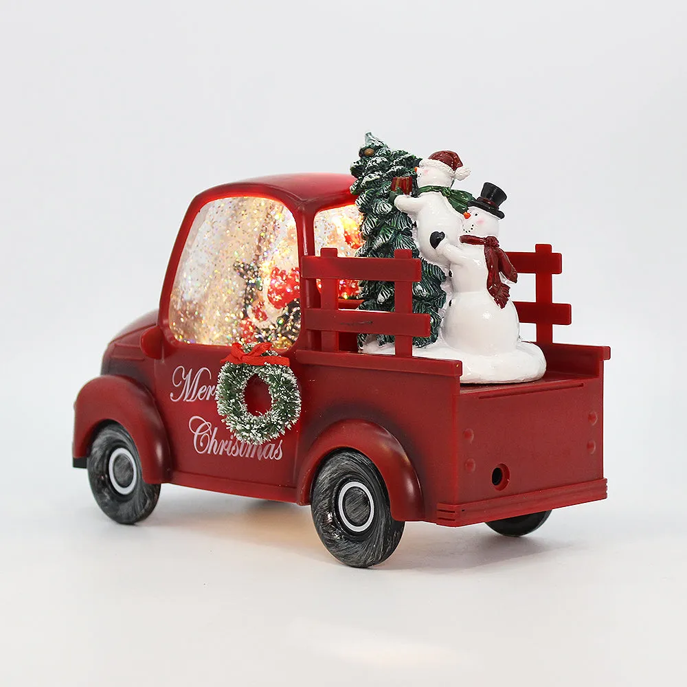 Christmas Musical Water Lantern Santa's Car with Swirling Confetti LED Lights