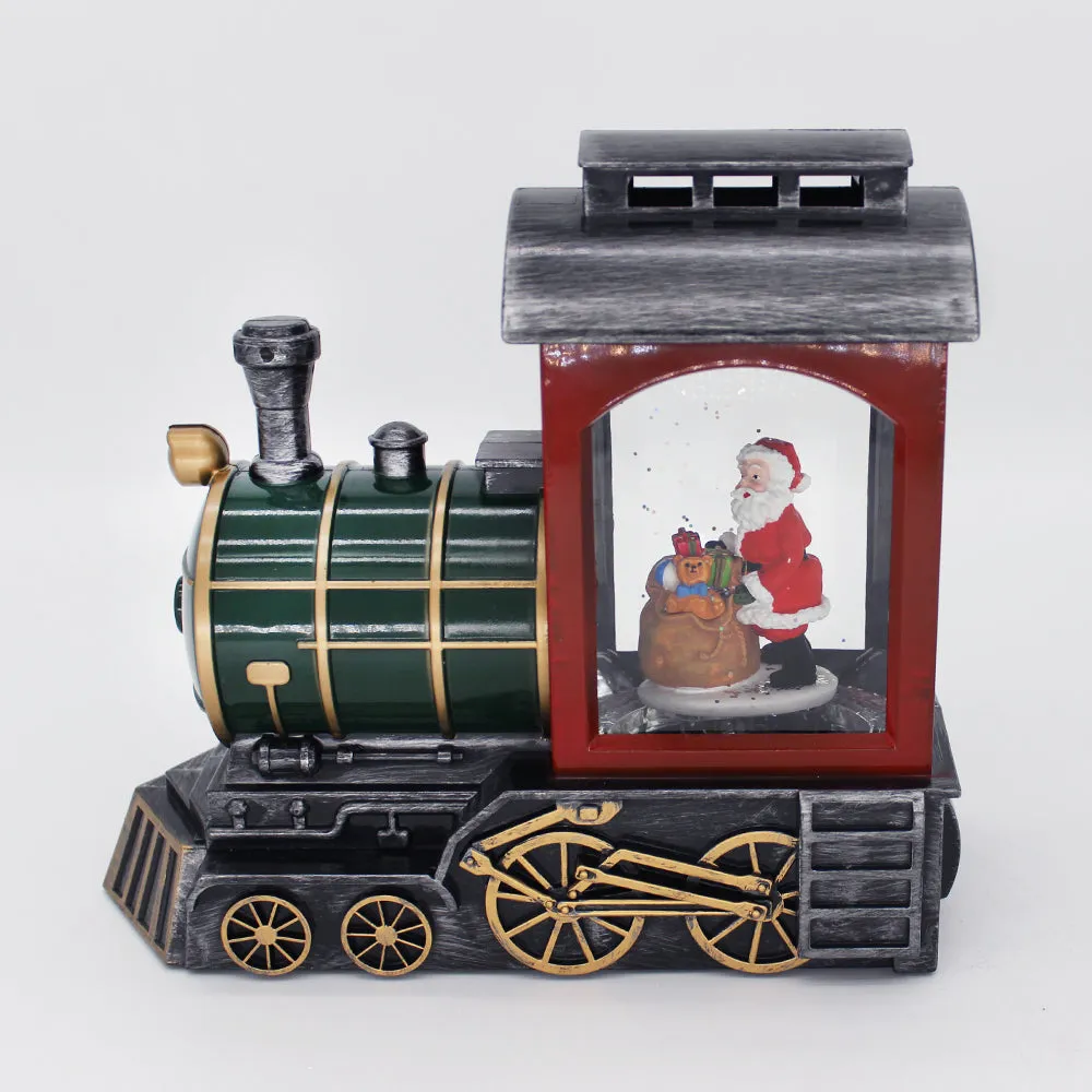 Christmas Musical Water Lantern Santa's Train with Swirling Confetti LED Lights