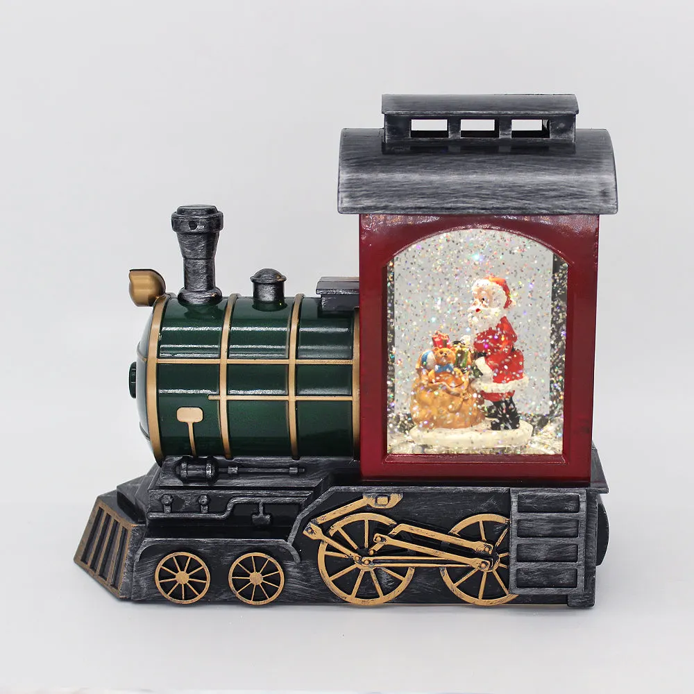 Christmas Musical Water Lantern Santa's Train with Swirling Confetti LED Lights