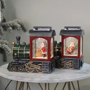 Christmas Musical Water Lantern Santa's Train with Swirling Confetti LED Lights