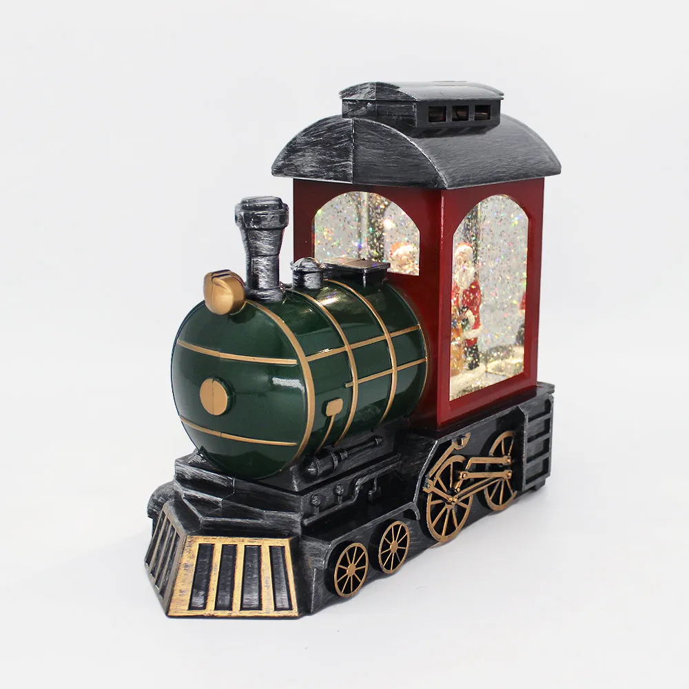 Christmas Musical Water Lantern Santa's Train with Swirling Confetti LED Lights