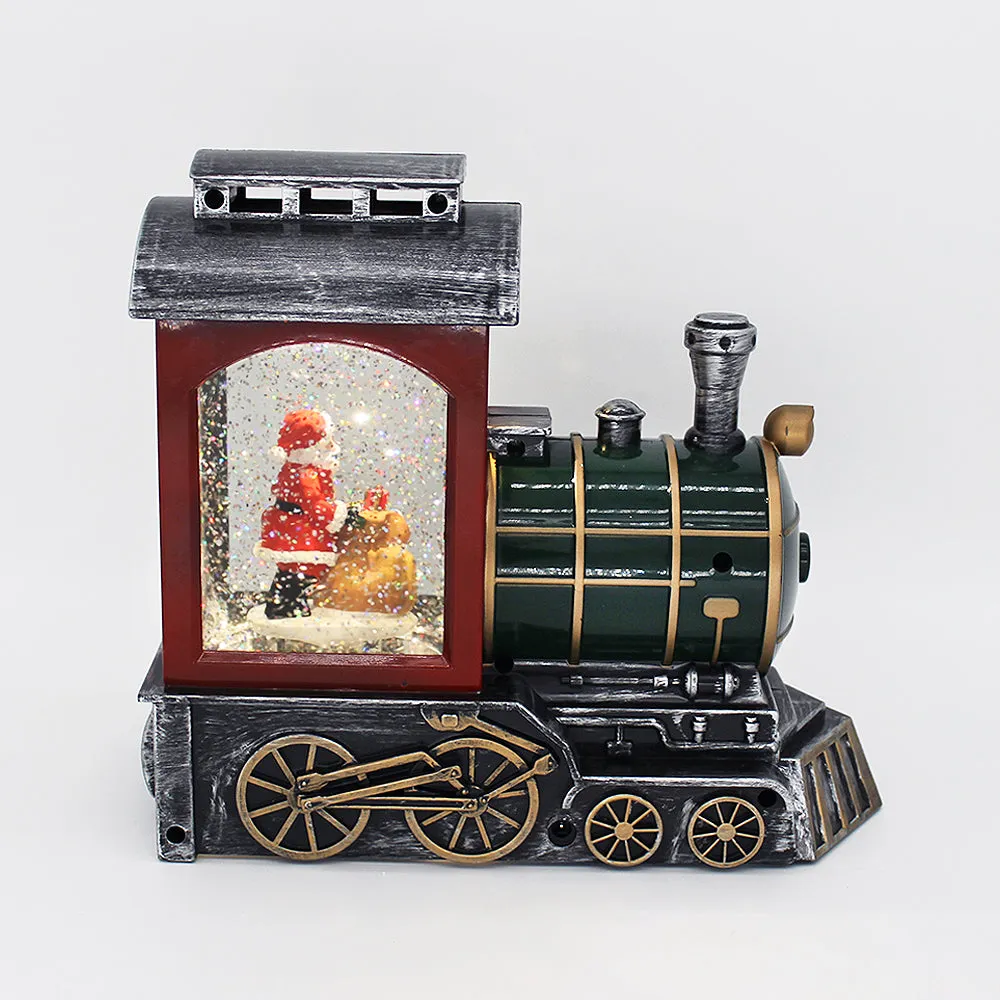 Christmas Musical Water Lantern Santa's Train with Swirling Confetti LED Lights