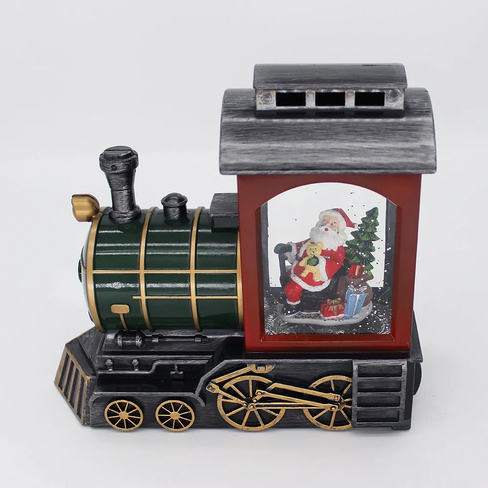 Christmas Musical Water Lantern Santa's Train with Swirling Confetti LED Lights