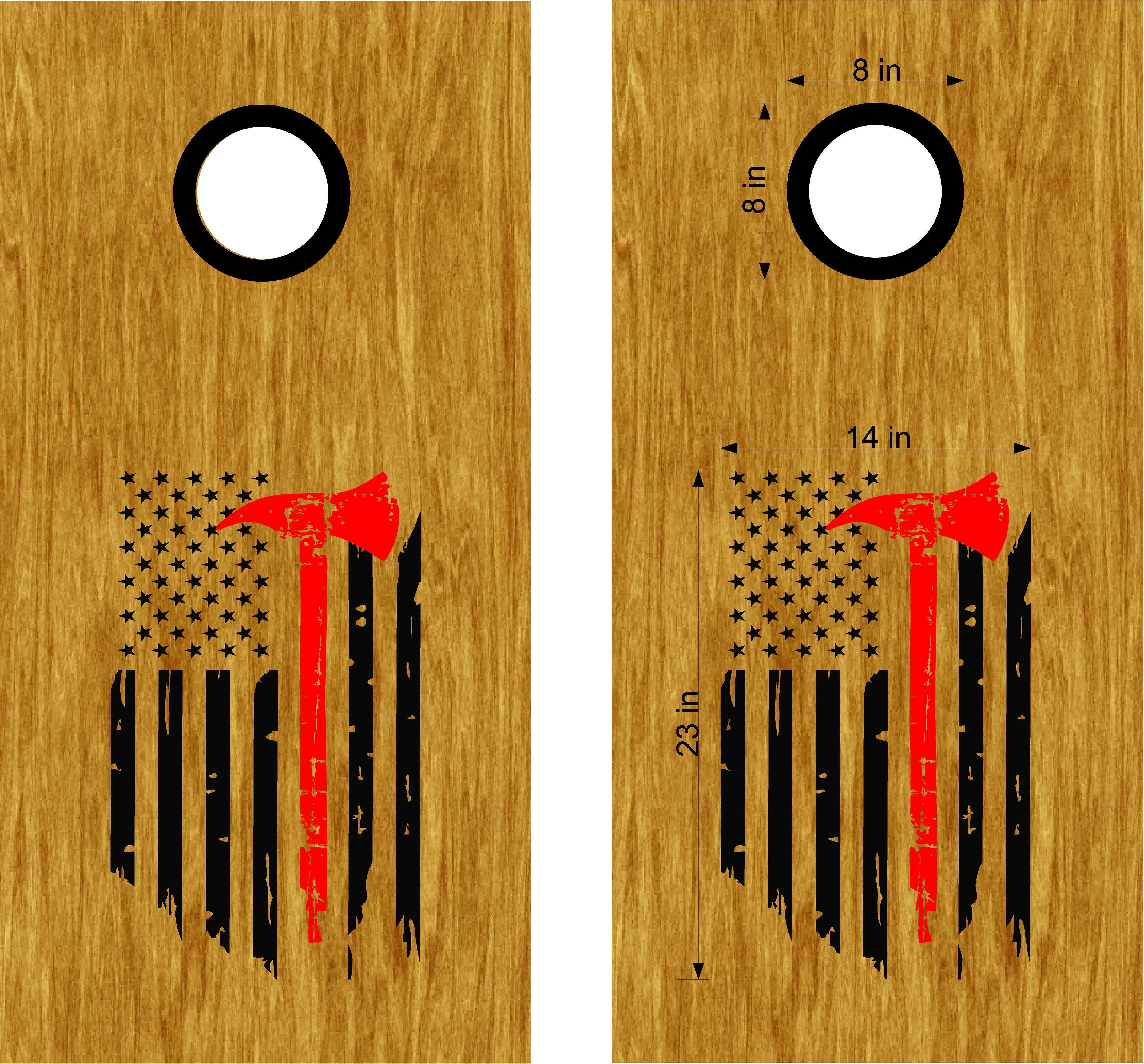 Cornhole Boards Decals Fireman Flag Firefighter Rescue FL02