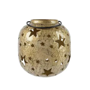 Decoris Iron Lantern with Star Cut-Out 25 x 25cm - Gold