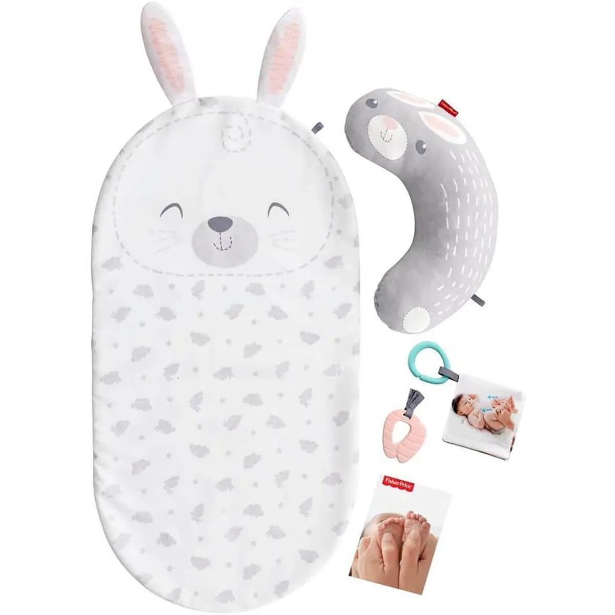 Fisher Price Baby Bunny Massage Set Soothing Fun Mat Teether