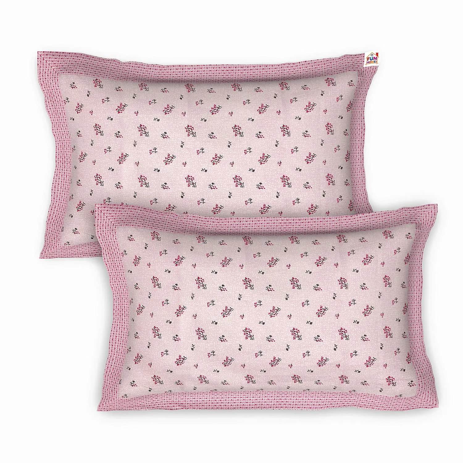 Fun Homes Kuber Industires Leaf Design Cotton Double Bedsheet with 2 Pillow Cover (Pink)-HS_38_FUNH21130, Full (HS_38_FUNH021130)