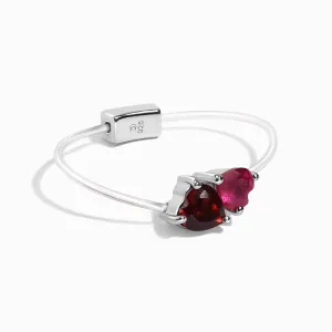 Garnet & Ruby Ring - Floating Hearts