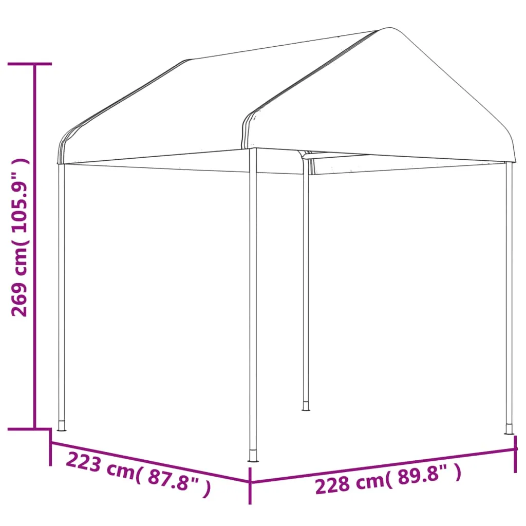 Gazebo with Roof White 6.69x2.28x2.69 m Polyethylene