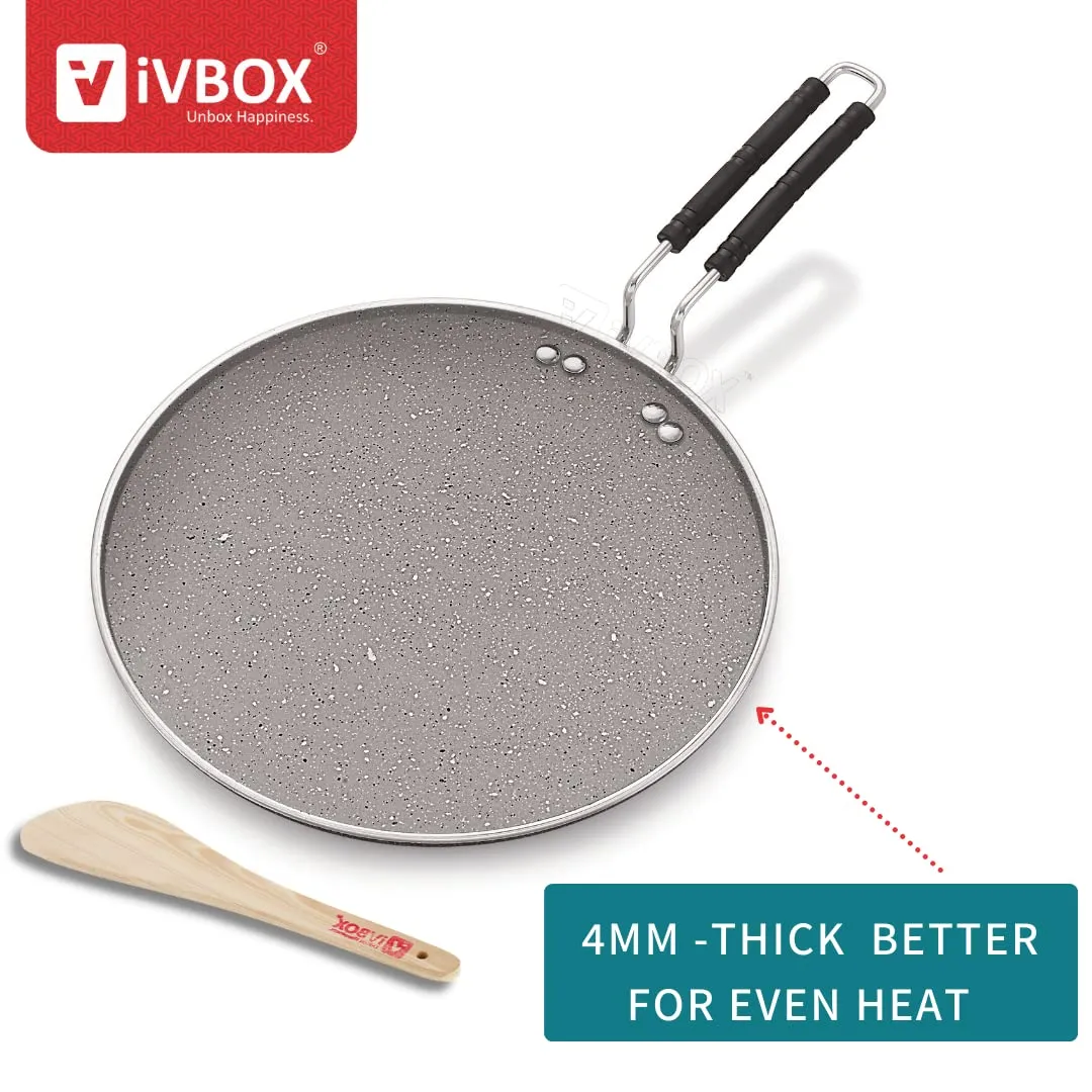 ivbox Rio-Marble Induction Base 300mm Non-Stick Multi-Purpose Aluminium Tawa, Grey (30cm, Induction and Gas Stove Compatible)