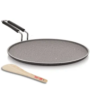 ivbox Rio-Marble Induction Base 300mm Non-Stick Multi-Purpose Aluminium Tawa, Grey (30cm, Induction and Gas Stove Compatible)