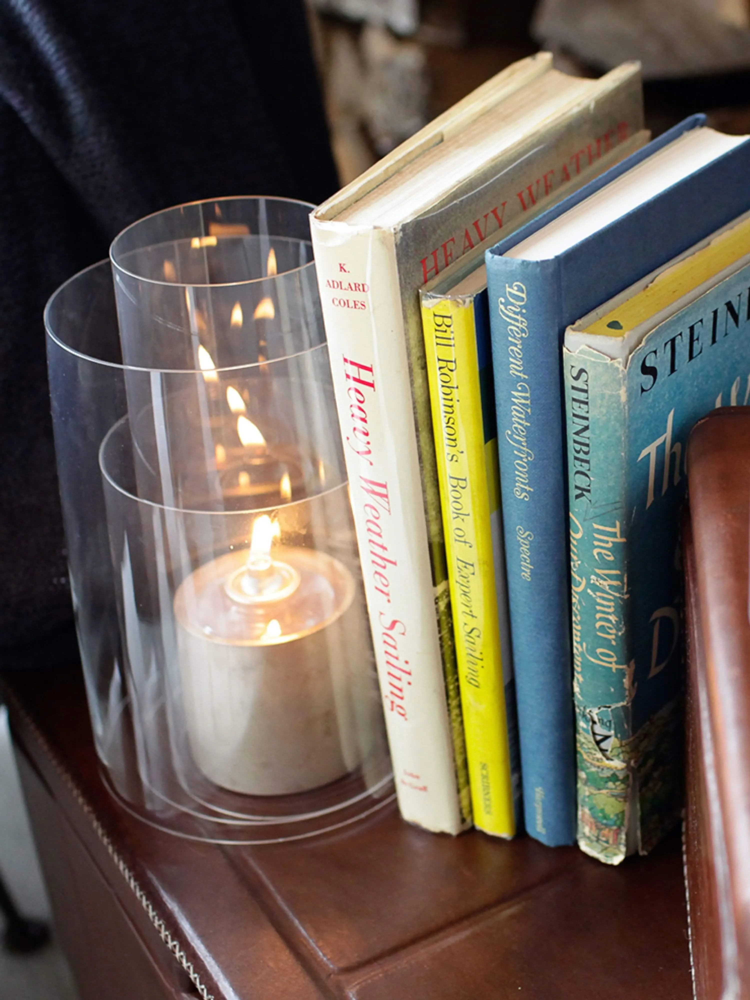 Medium Hurricane Lantern with Brushed Sterling Silver Candle Holder by Deborah Ehrlich