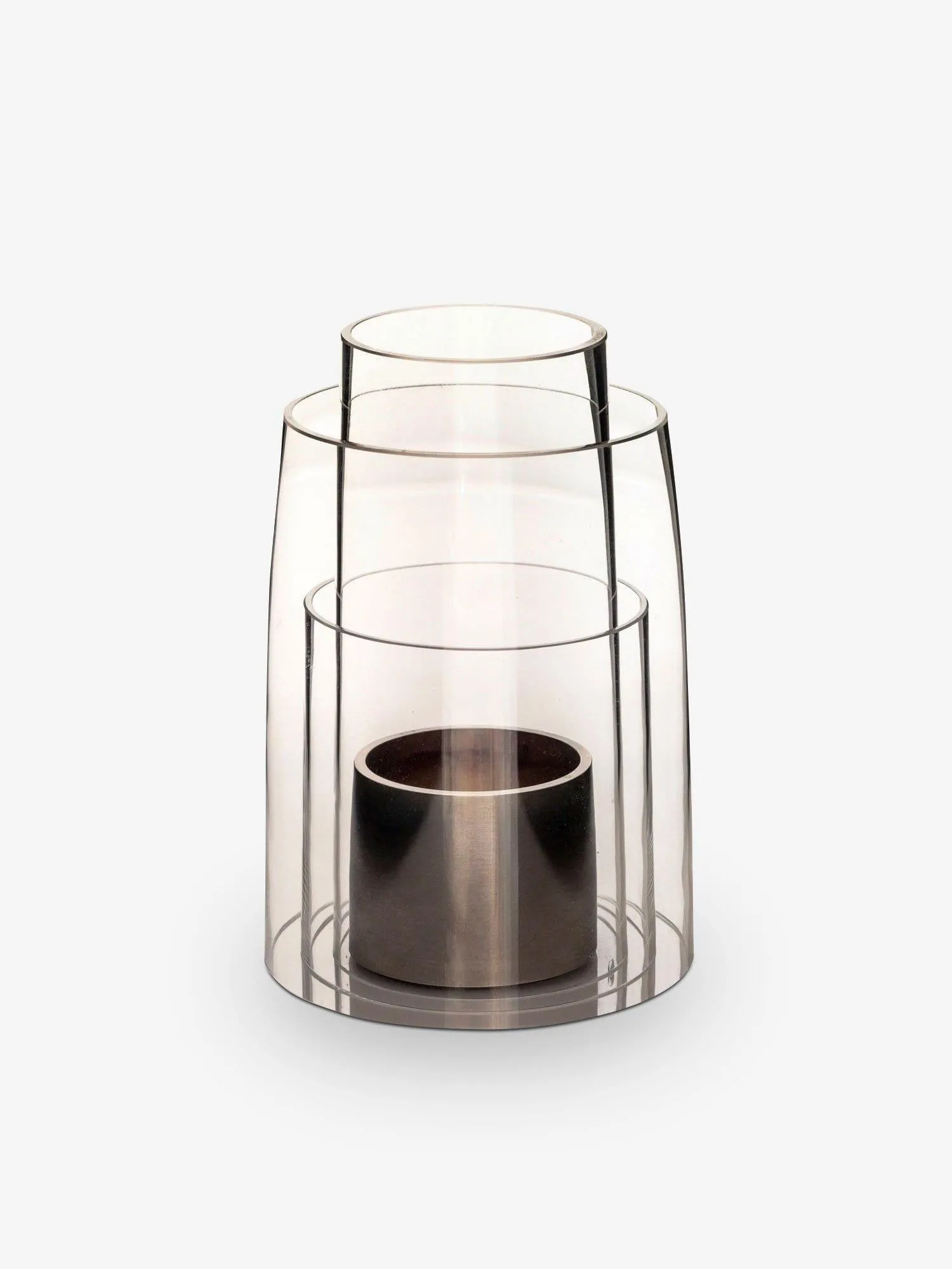 Medium Hurricane Lantern with Brushed Sterling Silver Candle Holder by Deborah Ehrlich