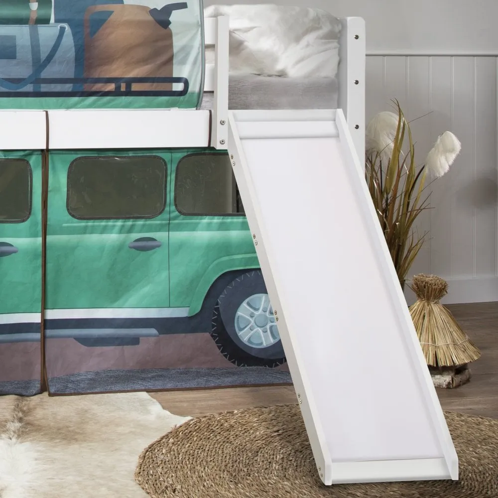 Moro Cabin Bed Midsleeper with Slide & Safari Overland Off Road Package in Classic White