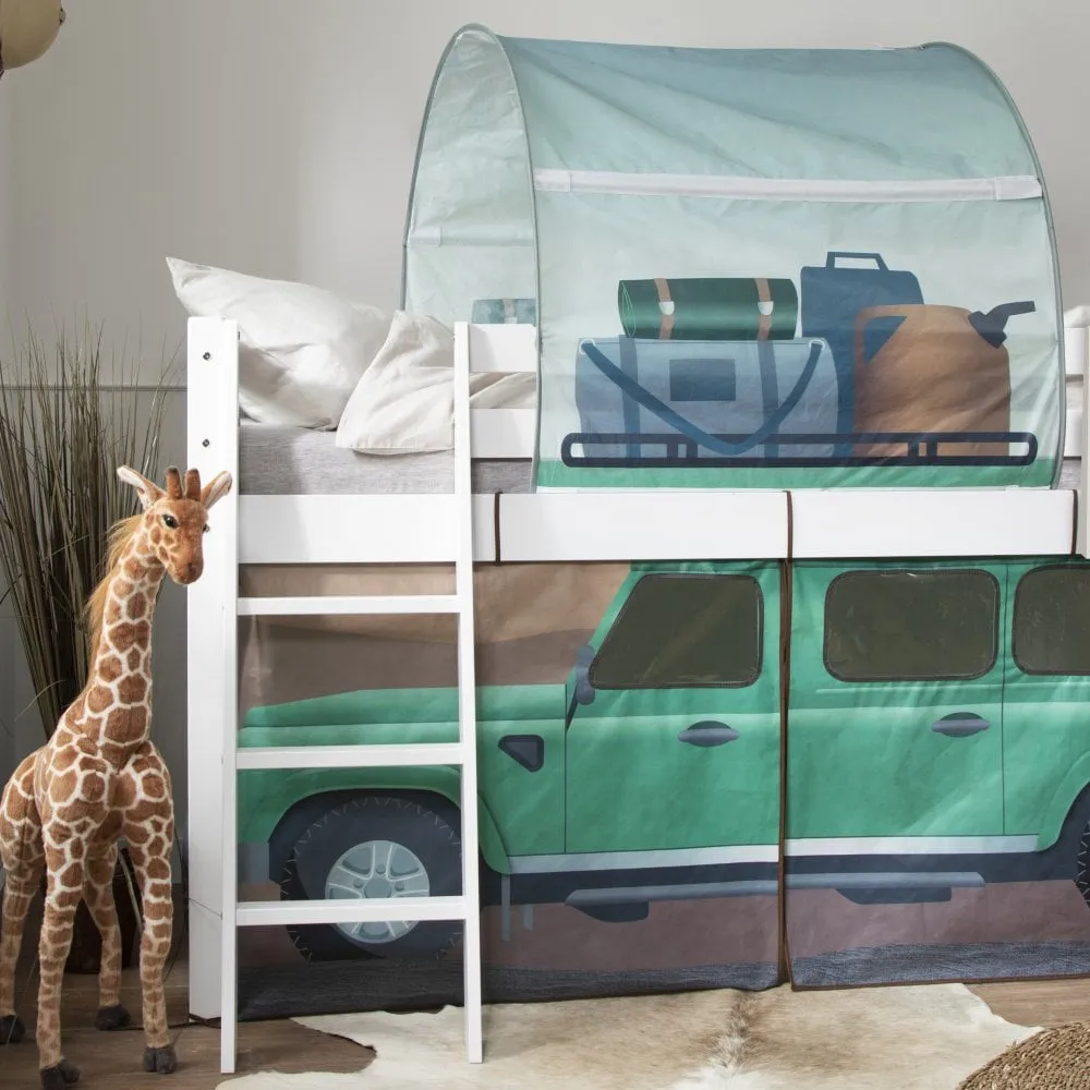 Moro Cabin Bed Midsleeper with Slide & Safari Overland Off Road Package in Classic White