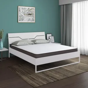 Nilkamal SLEEP Queen Size Grande Wood and Metal Hybrid Bed with Lite Dual Comfort Mattress (White, 78x60x5)