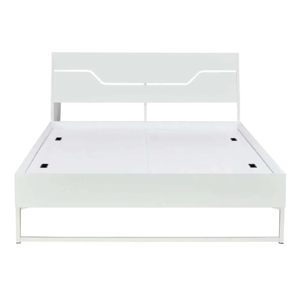 Nilkamal SLEEP Queen Size Grande Wood and Metal Hybrid Bed with Lite Dual Comfort Mattress (White, 78x60x5)