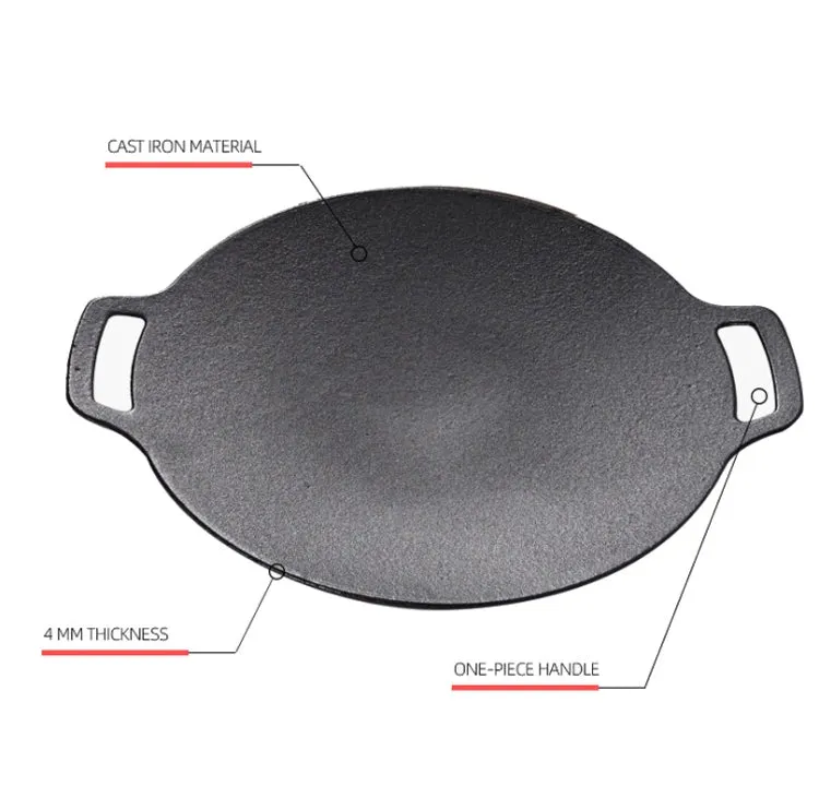 Outdoor Camping BBQ Cast Iron Grill Pan,Style: Baking Pan Net Hemp Rope Storage Bag