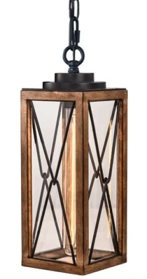 Outdoor Pendant Light Farmhouse Exterior Hanging Lantern with Clear Glass Shade for Porch, Patio, Entryway, ETL List