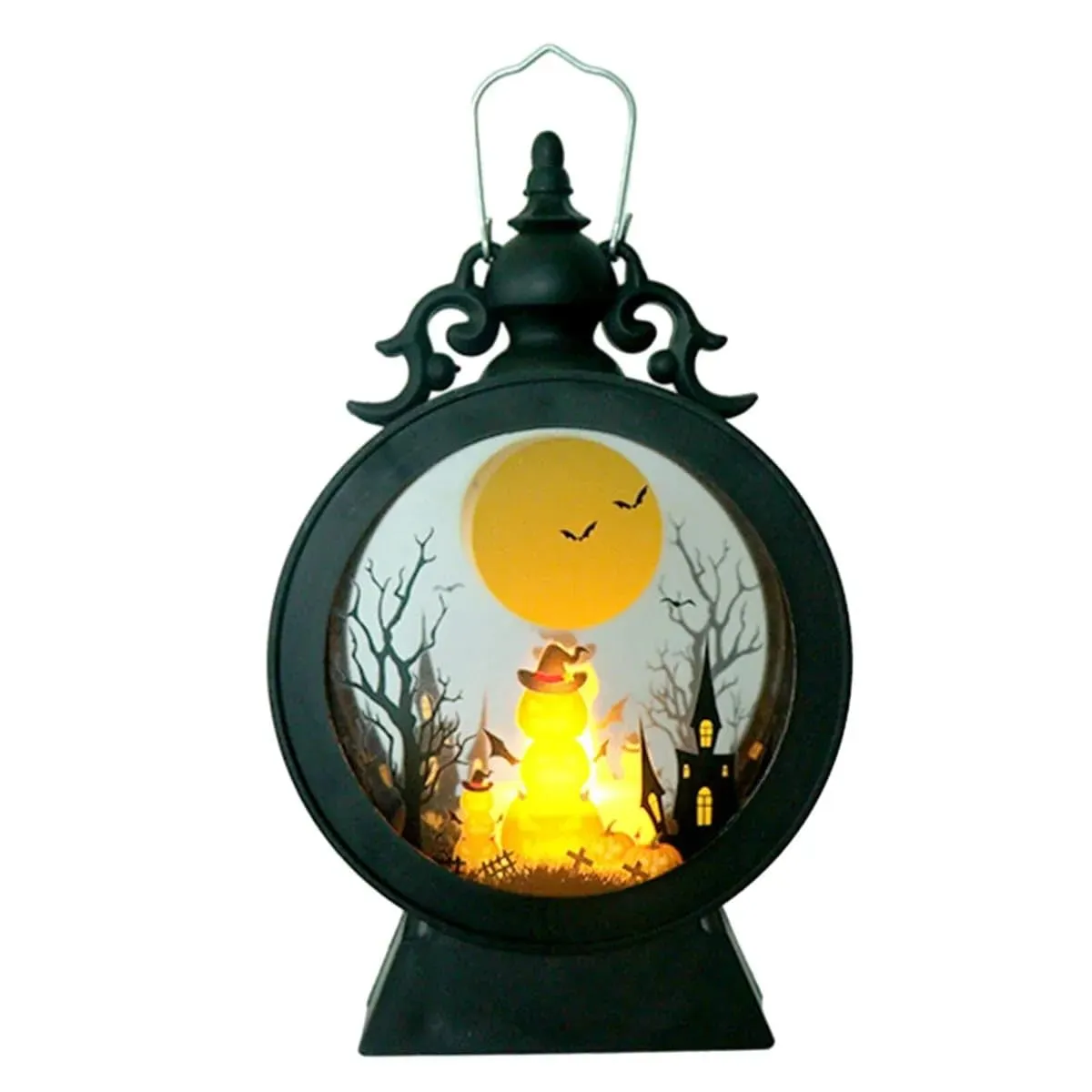 PartyToko Halloween Lantern Mini Halloween Castle Vintage Hanging Lantern Witch Style Gothic Vintage LED Pumpkin Lantern Witch Castle Lantern Black - Any Random Design 1pc