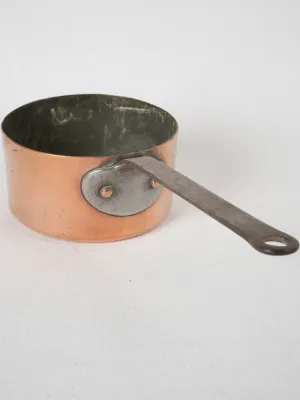 Petit 19th-century French copper saucepan w/ wrought iron handle