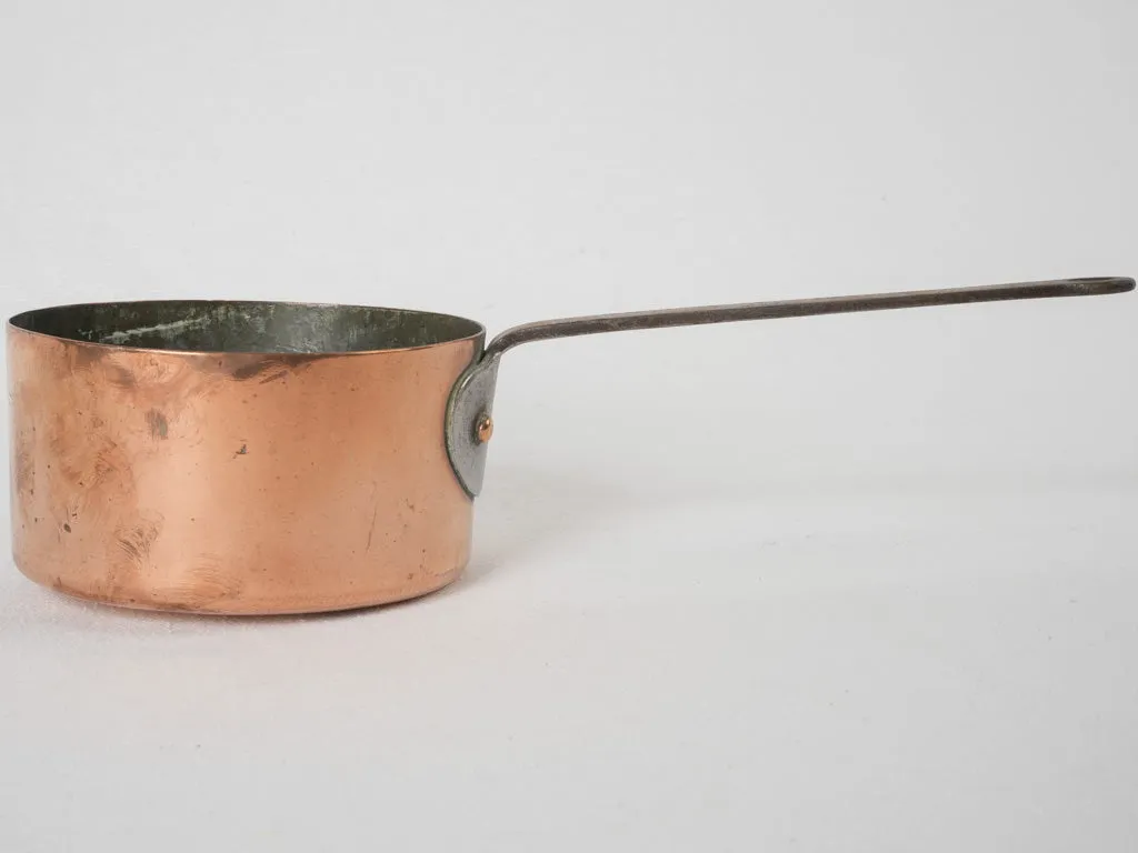 Petit 19th-century French copper saucepan w/ wrought iron handle