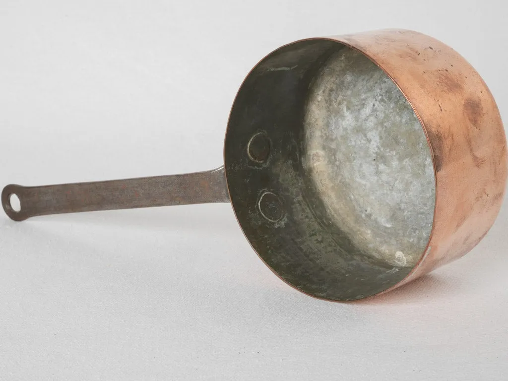 Petit 19th-century French copper saucepan w/ wrought iron handle