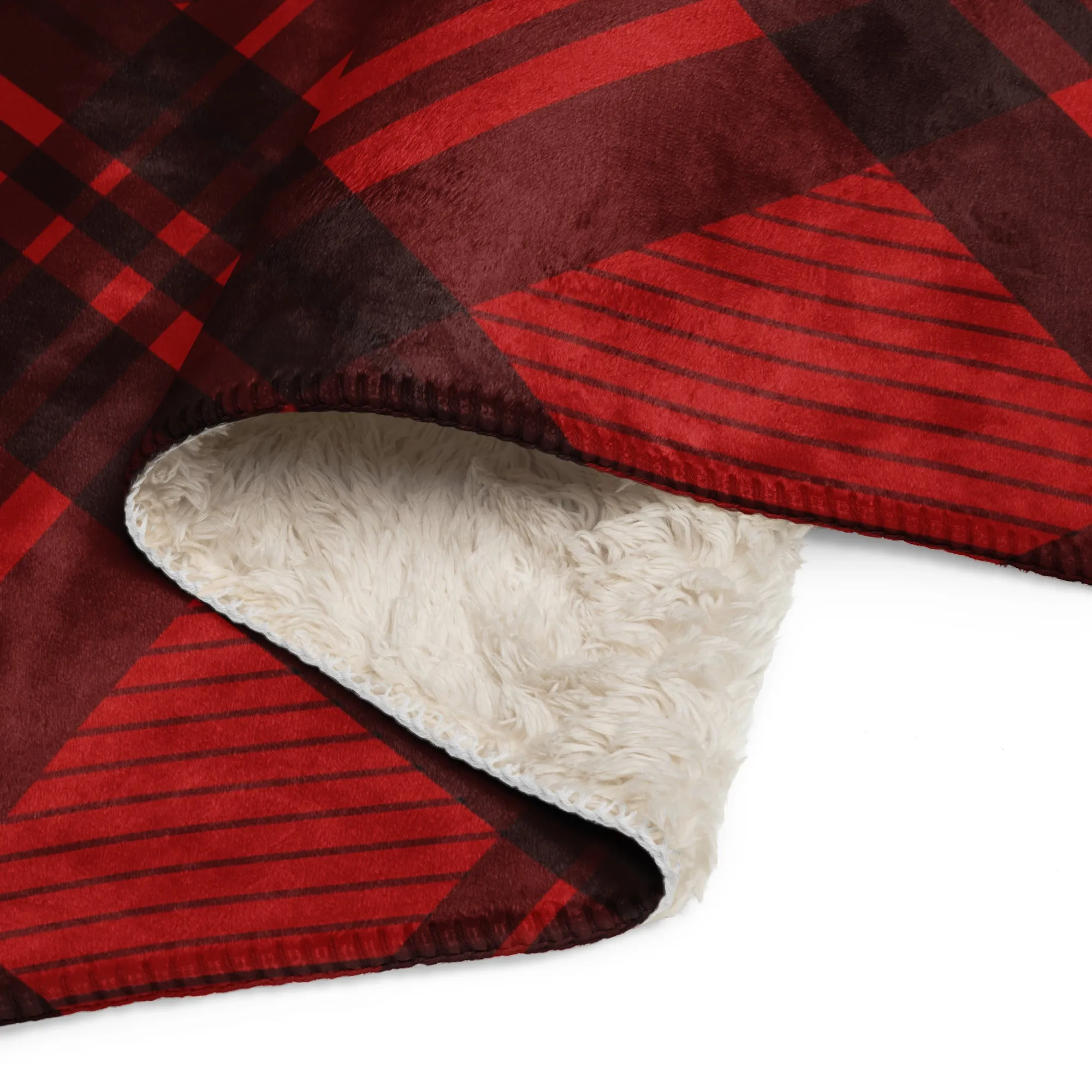 Plaid Red and Black Sherpa blanket lioness-love