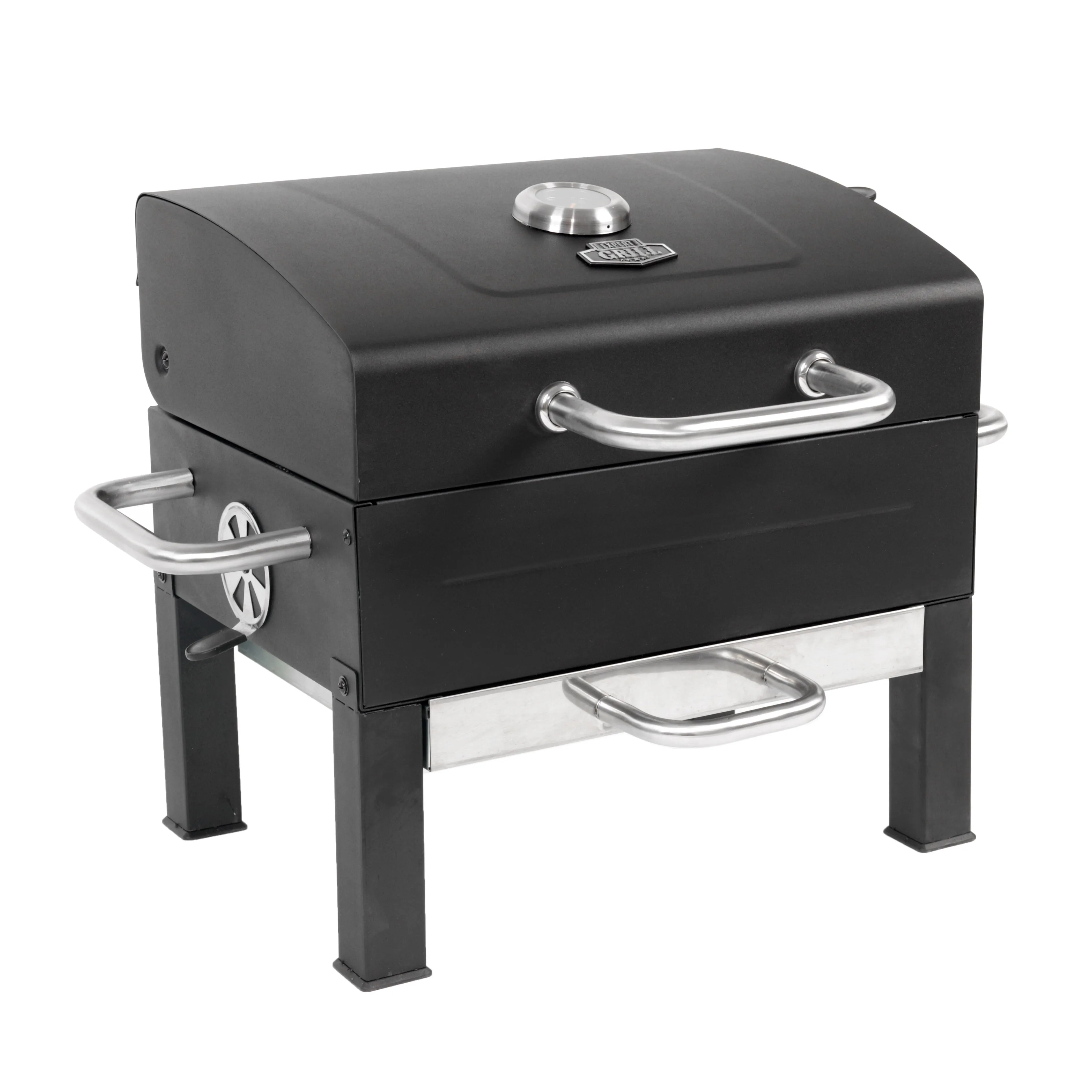 Premium Portable Charcoal Grill, Black and Stainless Steel