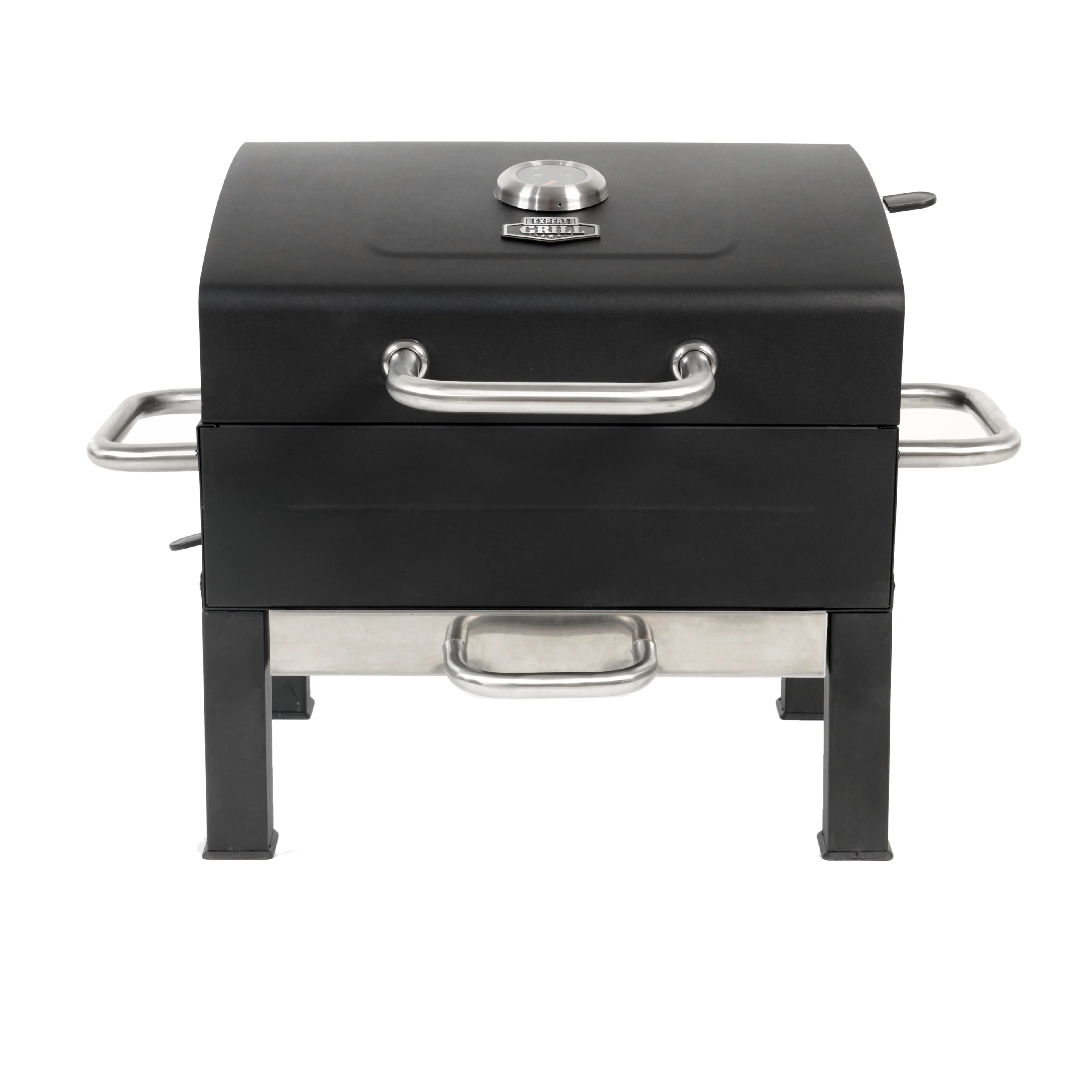 Premium Portable Charcoal Grill, Black and Stainless Steel