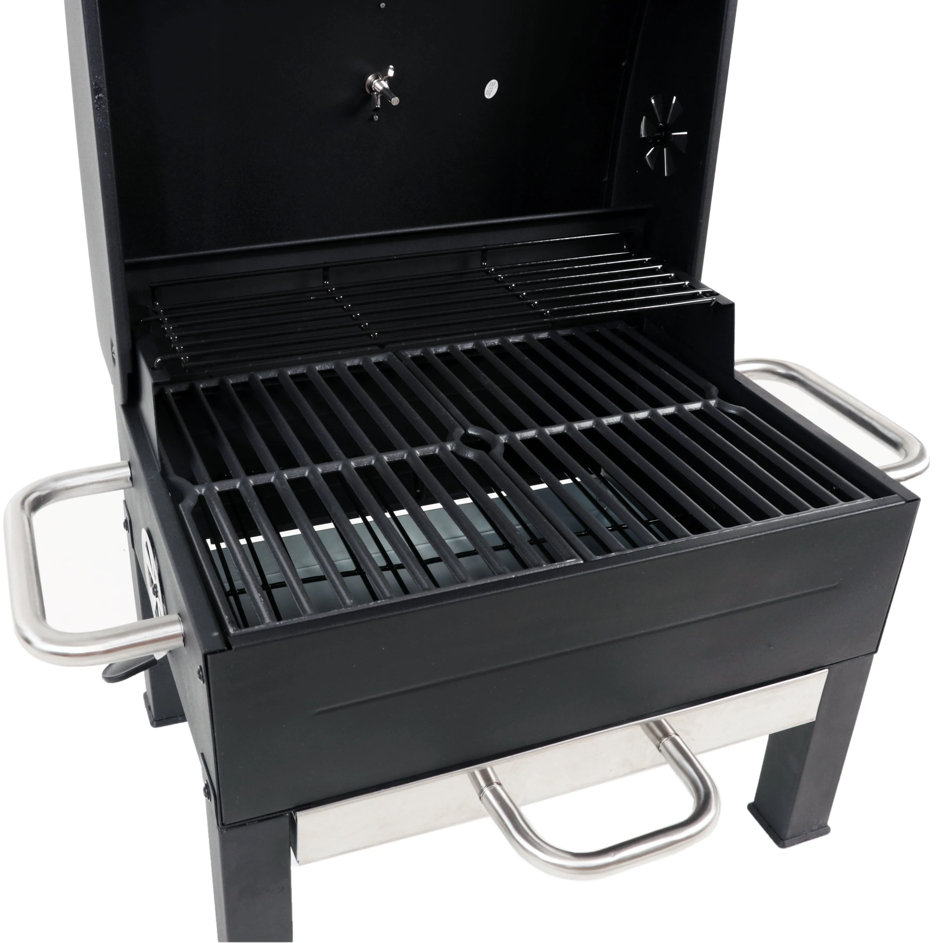 Premium Portable Charcoal Grill, Black and Stainless Steel