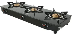 SigriWala Manual Gas Stove 3 Burner, Toughened Glass Top, Black (ISI Certified, Door Step Service, 300 Days Warranty)